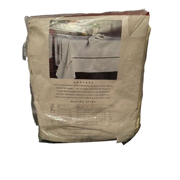 Charter Club Cotton  90" Round Cream Hemstitch Tablecloth - Picture 7 of 9